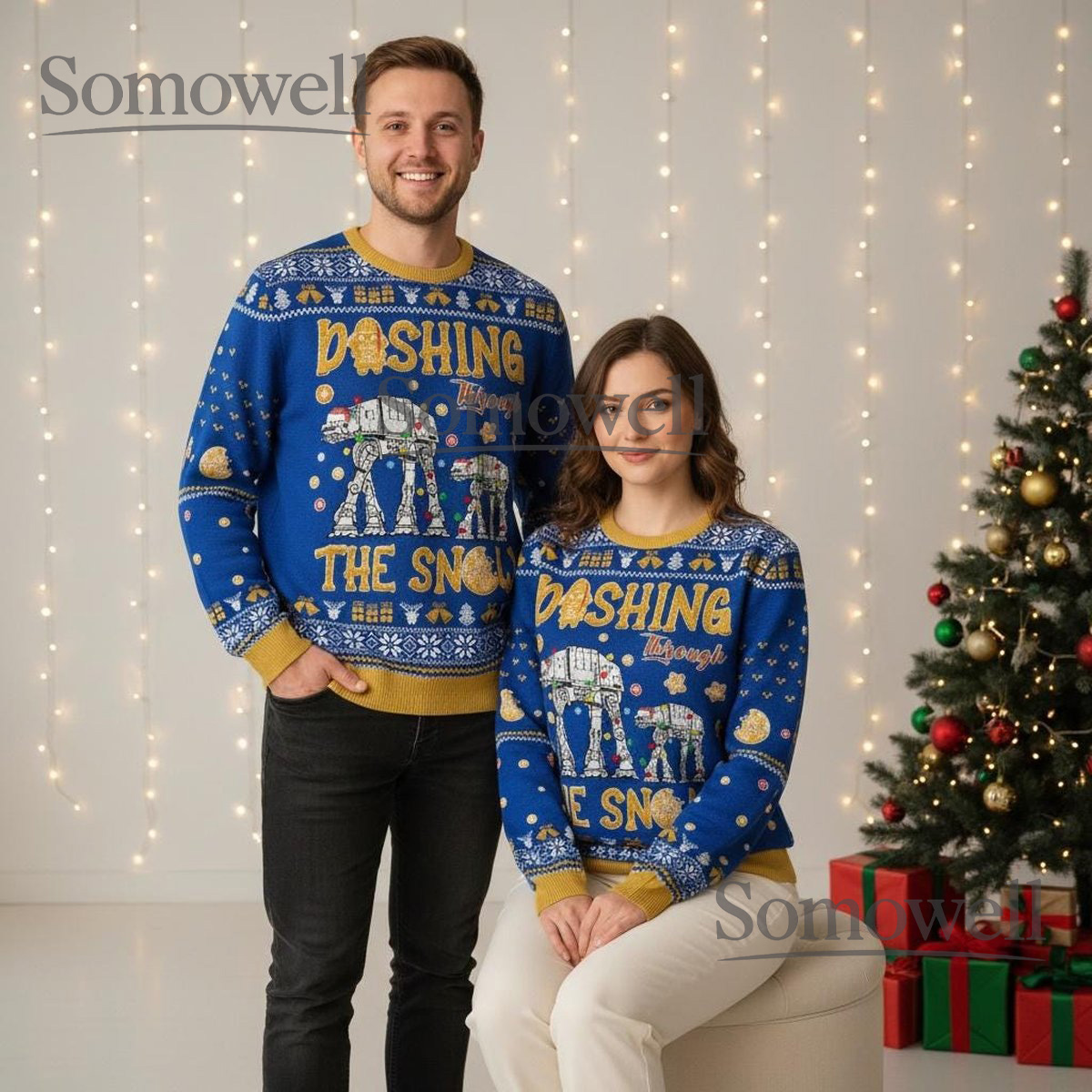 Dashing Through the Snow Star Wars Christmas Sweater AT AT Walker Funny Holiday Outfit