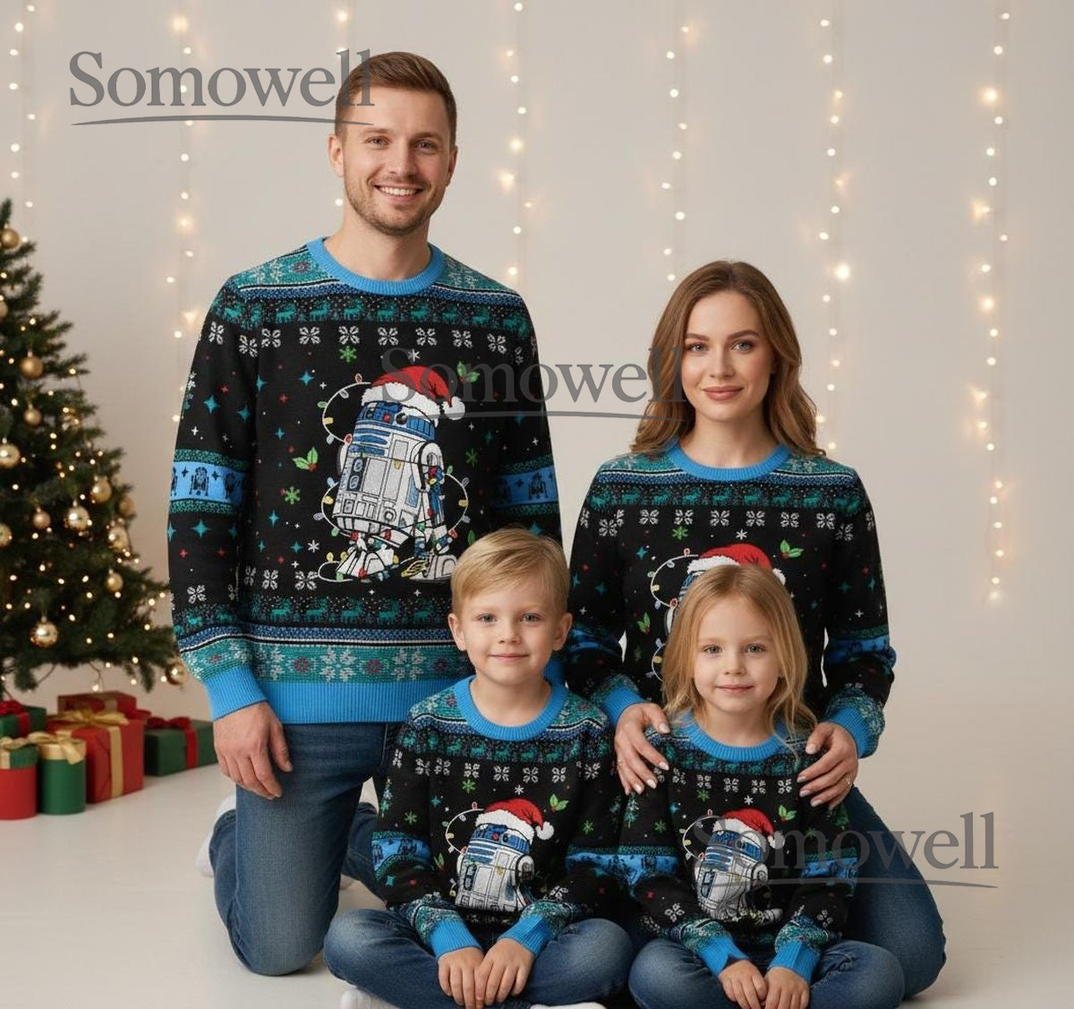 R2 D2 Star Wars Christmas Sweater Droid Santa Hat Funny Holiday Gift for Fans