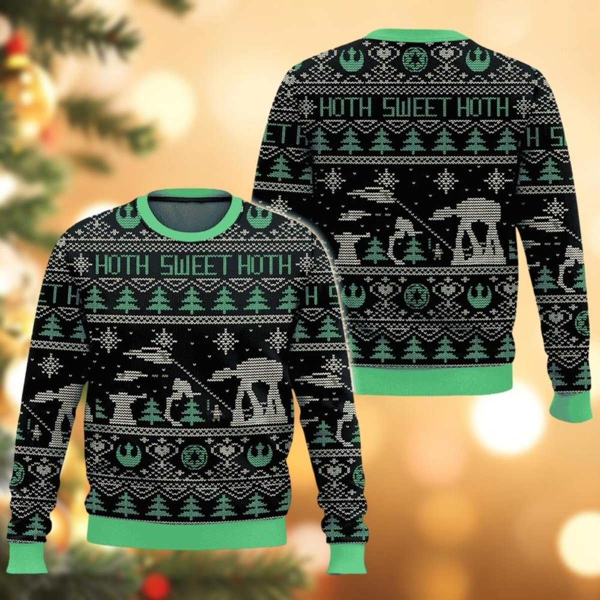 Hoth Sweet Hoth Green Black Ugly Christmas Sweater Funny Star Holiday Knit Gift