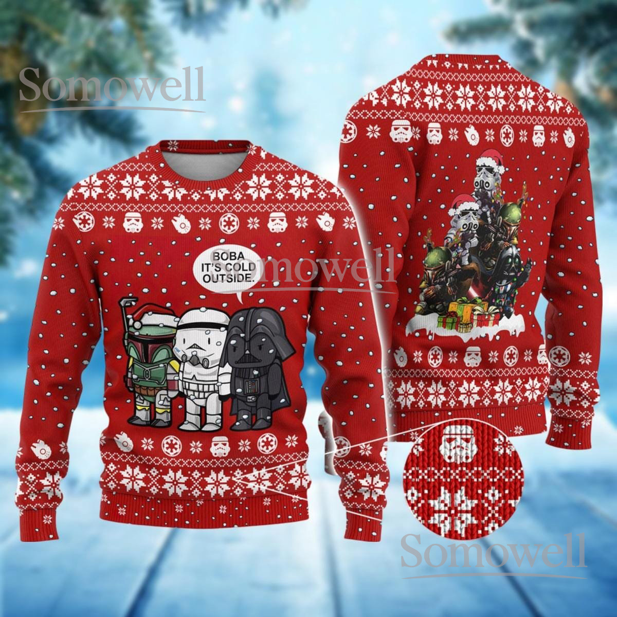 Boba It’s Cold Outside Star Wars Ugly Christmas Sweater Funny Stormtrooper Holiday Knit Jumper