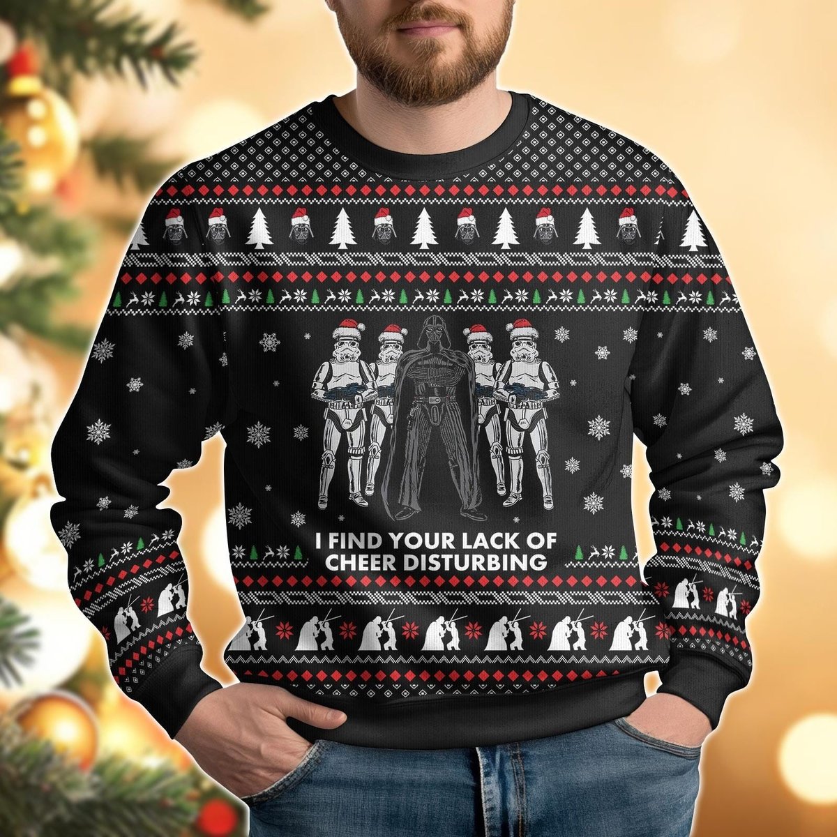 Darth Vader Lack of Cheer Black Ugly Christmas Sweater Funny Star Holiday Knit Gift