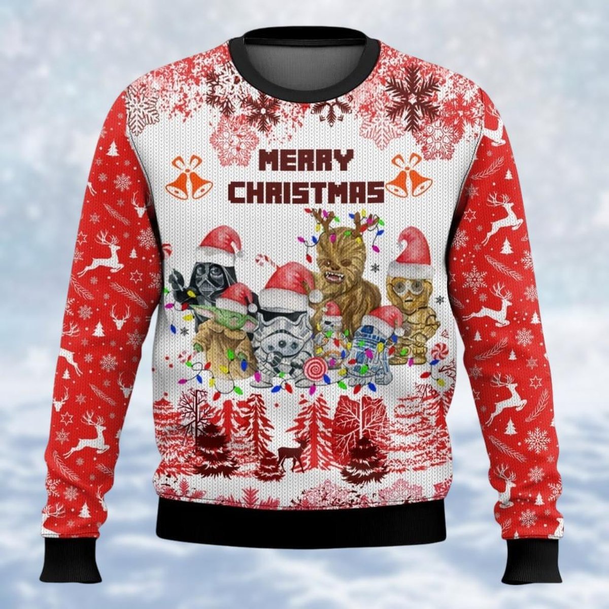 Star Wars Red Christmas Ugly Sweater Groot And Friends Merry Christmas Holiday Knit Jumper