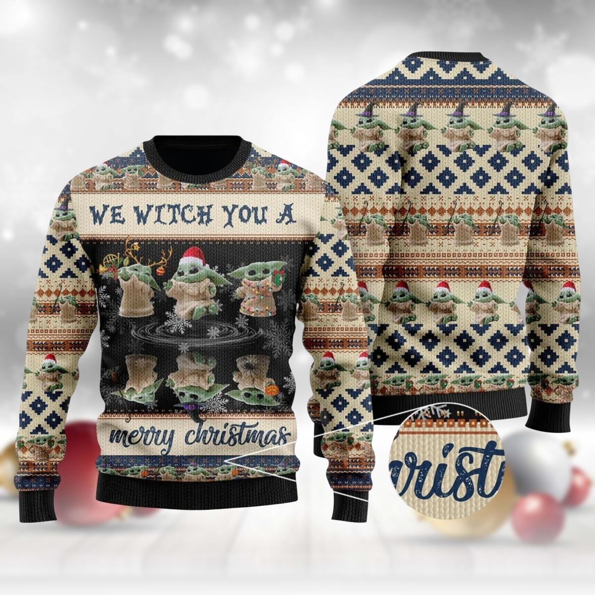 Red White Star Wars Pattern Ugly Sweater Sci Fi Fans Christmas Gift