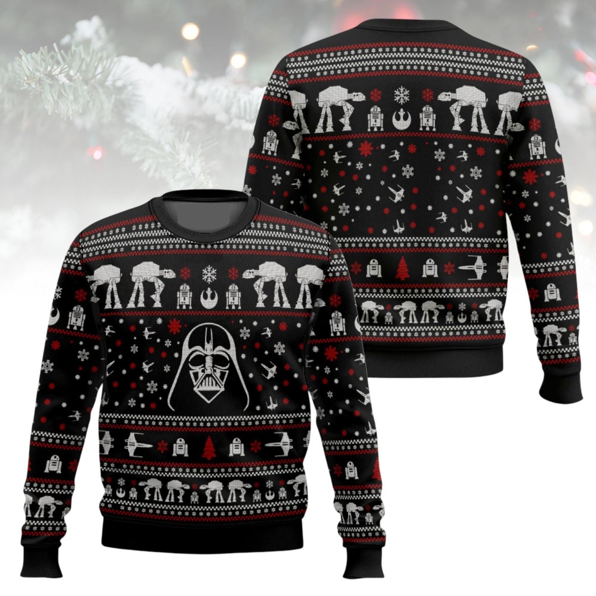 Darth Vader Pattern Black Star Wars Ugly Christmas Sweater Holiday Knit Gift