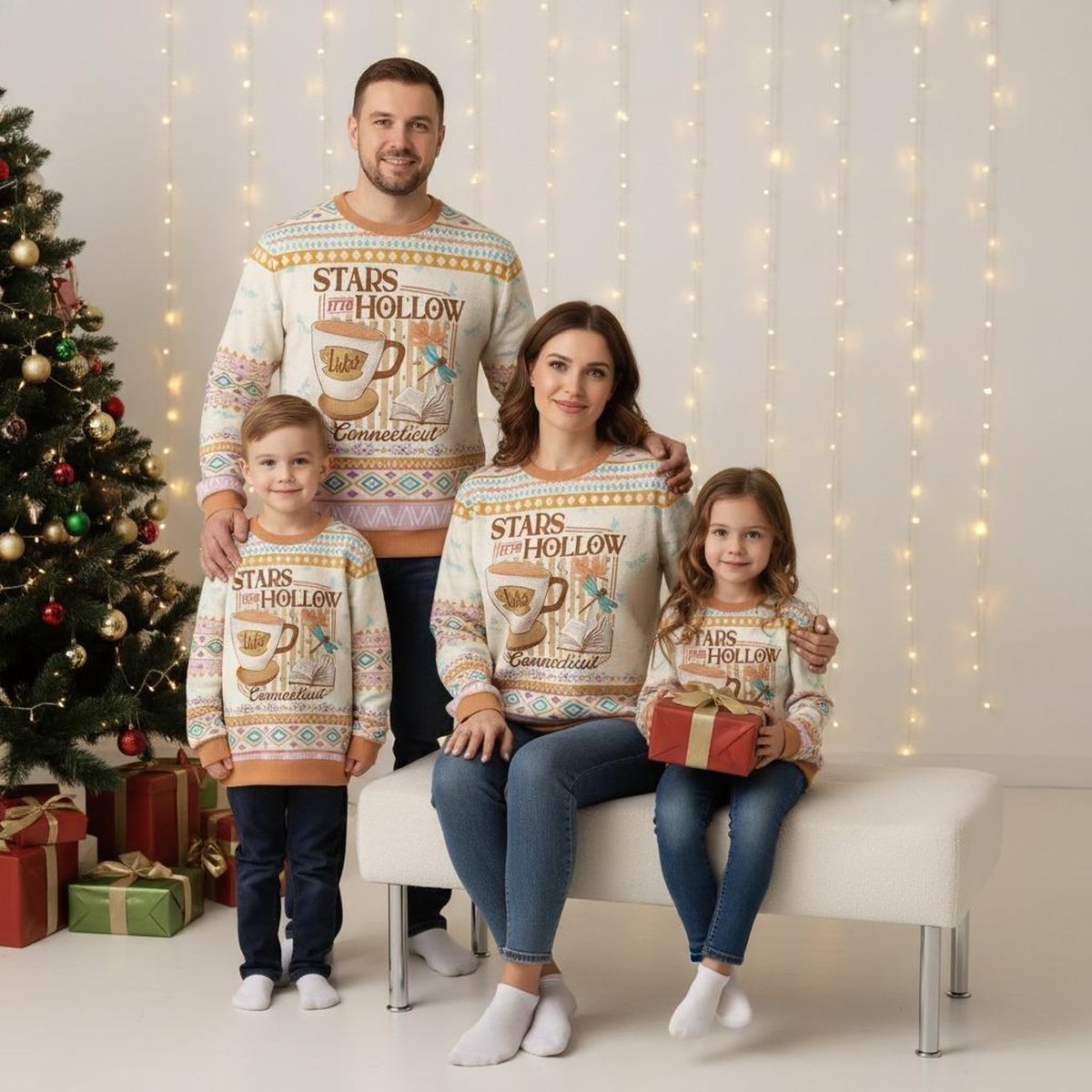 Stars Hollow Luke’s Coffee Gilmore Girls Ugly Christmas Sweater Cozy Vintage Holiday Gift