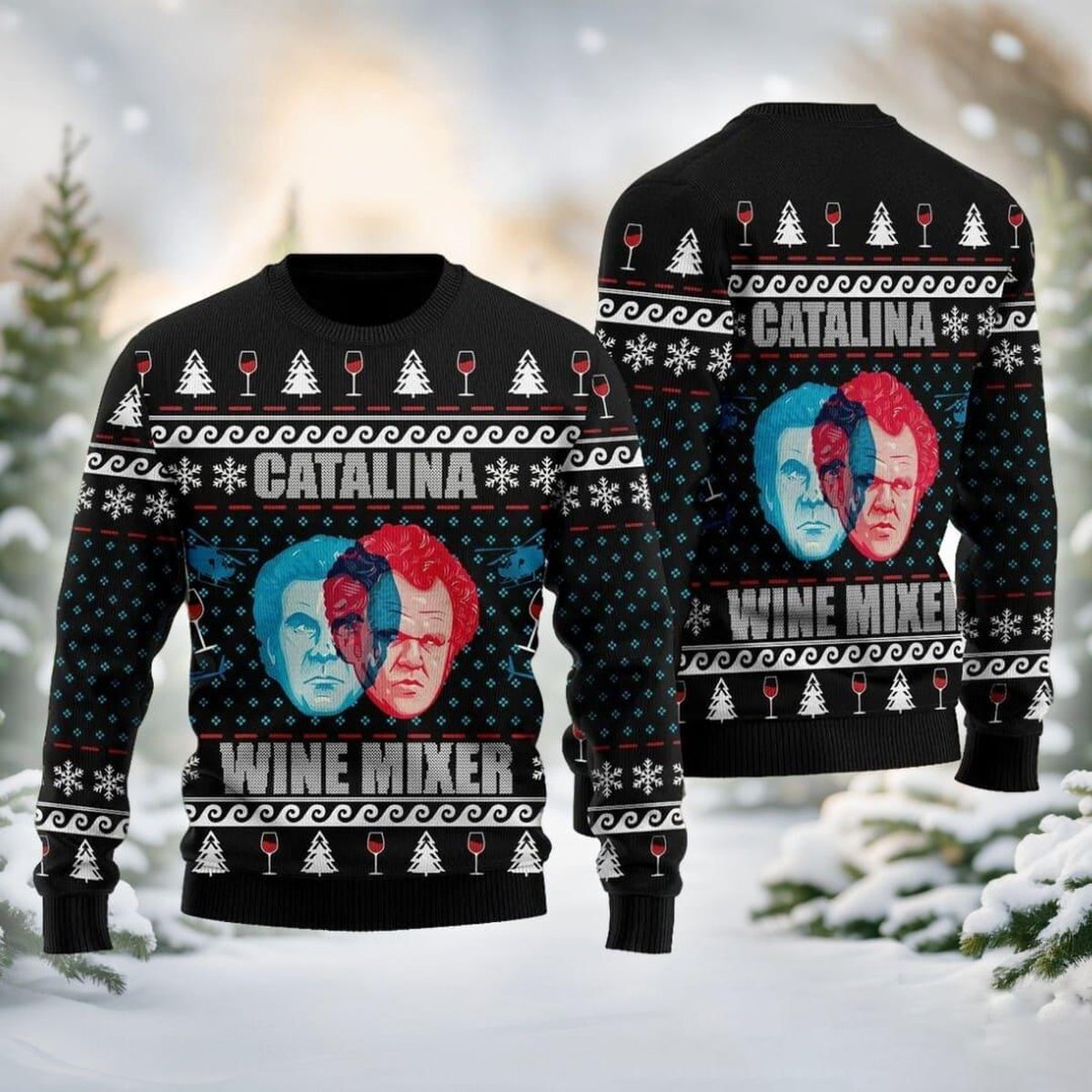 Catalina Wine Mixer Step Brothers Ugly Christmas Sweater Funny Movie Holiday Pullover Gift