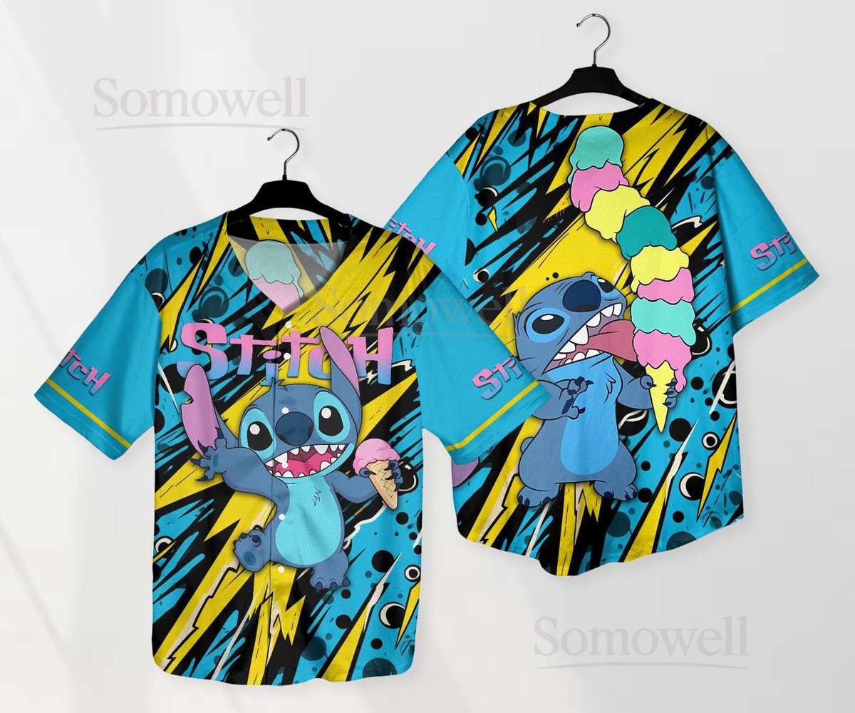 Custom Stitch Baseball Jersey Cute Stitch Design, Personalized for Birthday Gift with Team Name and Number