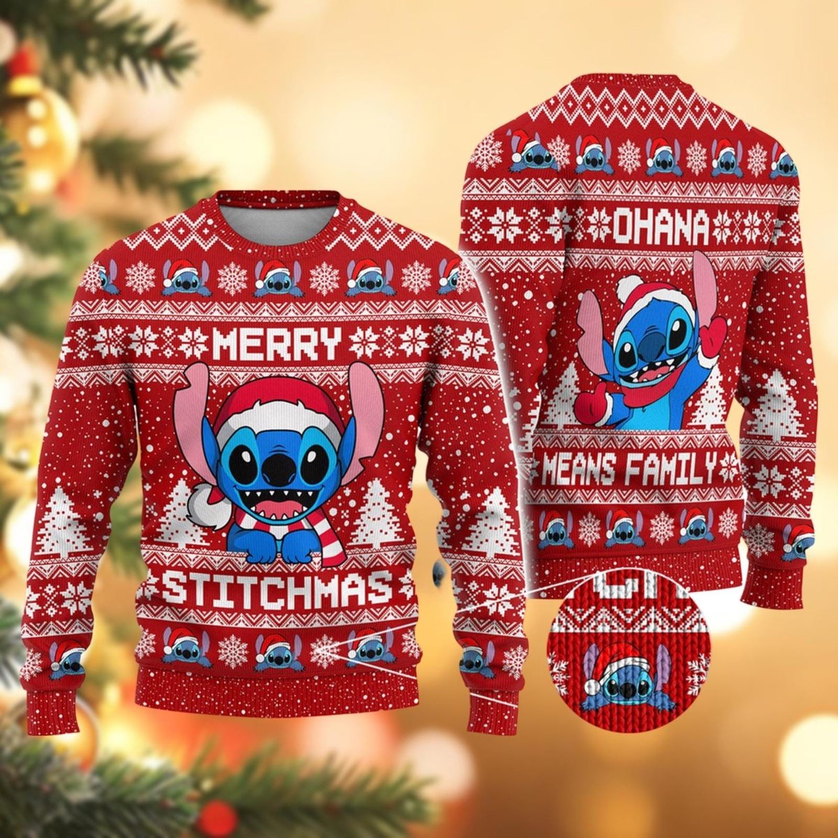 Merry Stitchmas Red Ugly Christmas Sweater Funny Holiday Knit Gift