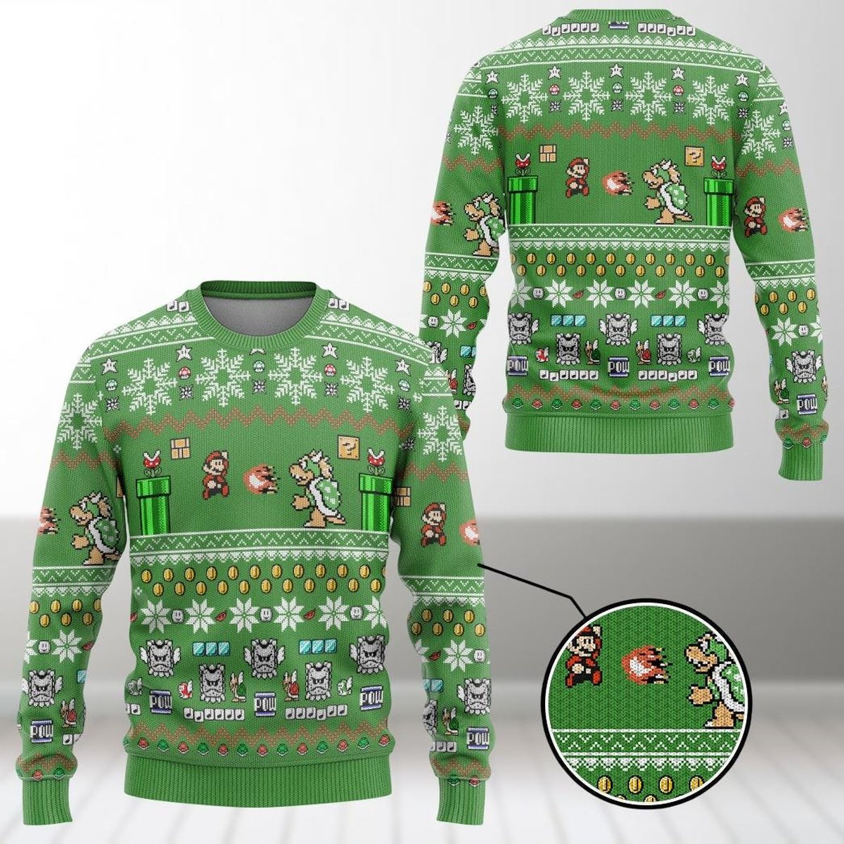 Super Mario Bowser Ugly Sweater Funny Gamer Lovers Christmas Holiday Gift