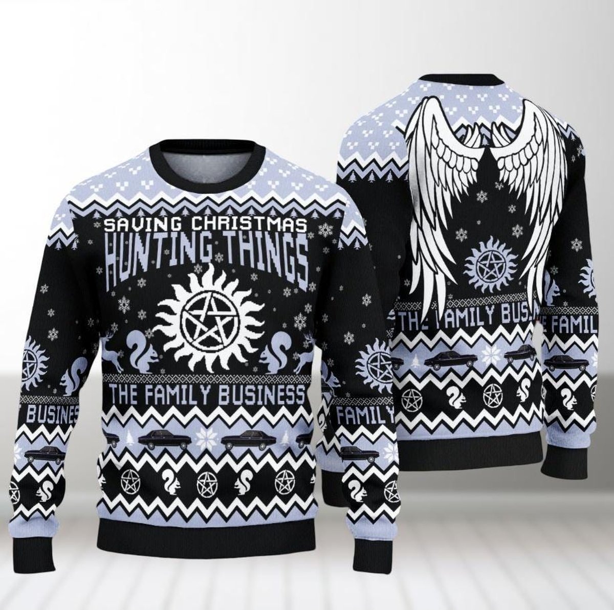 Supernatural Family Business Ugly Sweater Funny TV Show Fans Christmas Gift