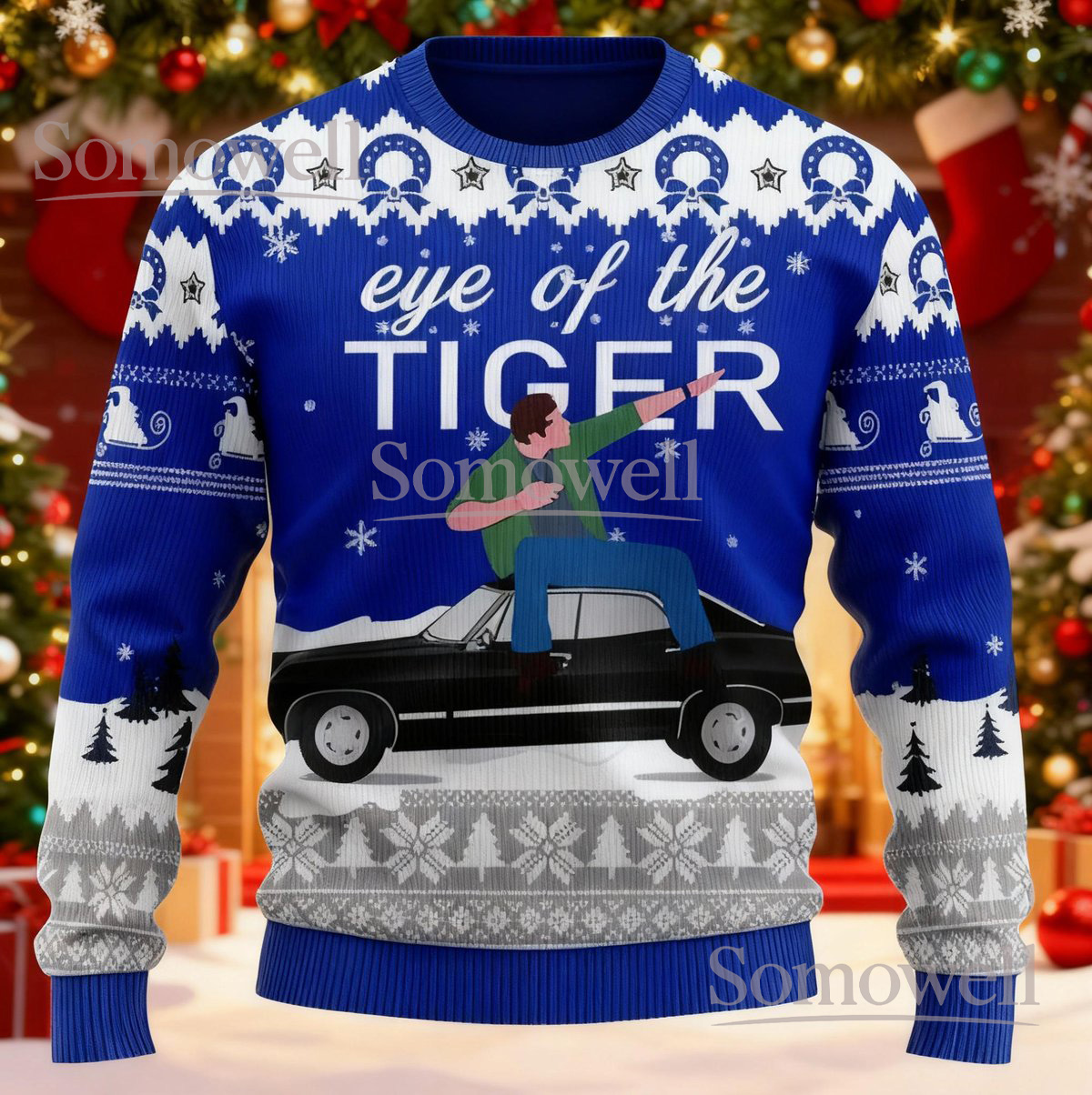Eye Of The Tiger Ugly Christmas Sweater Supernatural Funny TV Show Holiday Gift