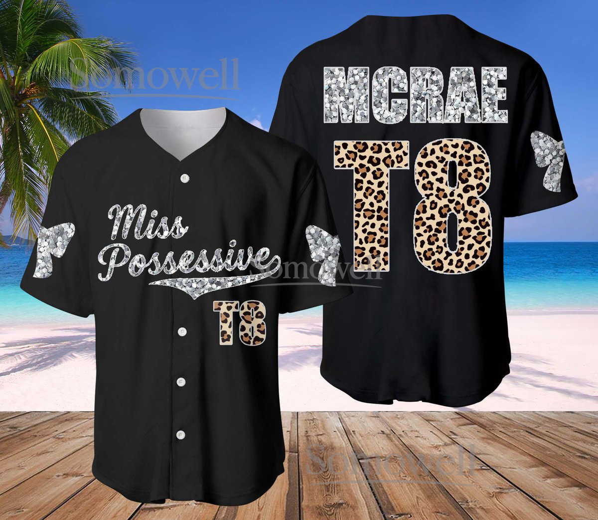 Custom Miss Possessive Baseball Jersey Leopard Silver Glitter Edition Available in Multiple Colors