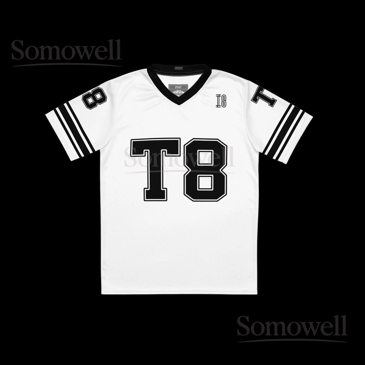 Custom Tate McRae T8 Football Jersey Shirt for Concert Fans White and Black Music Tour Inspired Outfit