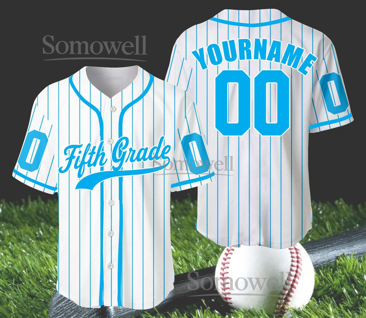 Fifth Grade Custom Baseball Jersey Personalized Name Number