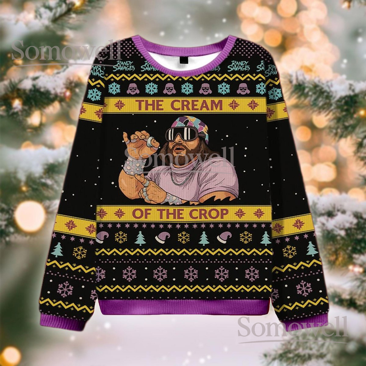 The Cream Of The Crop Macho Man Christmas Ugly Sweater Wrestling Fan Holiday Knit Jumper