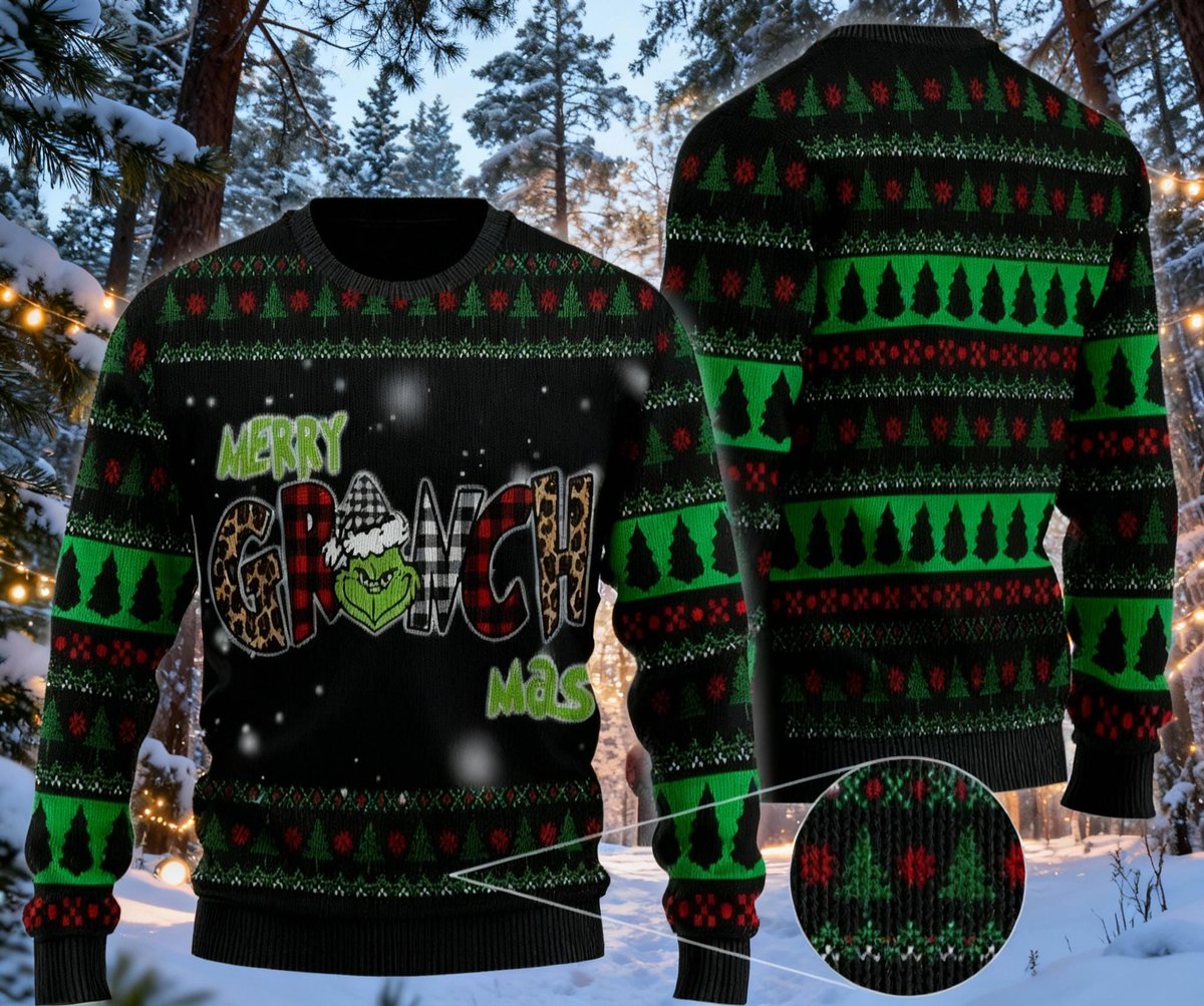 The Green Monster Christmas Knitted Sweater Holiday Costume Pullover
