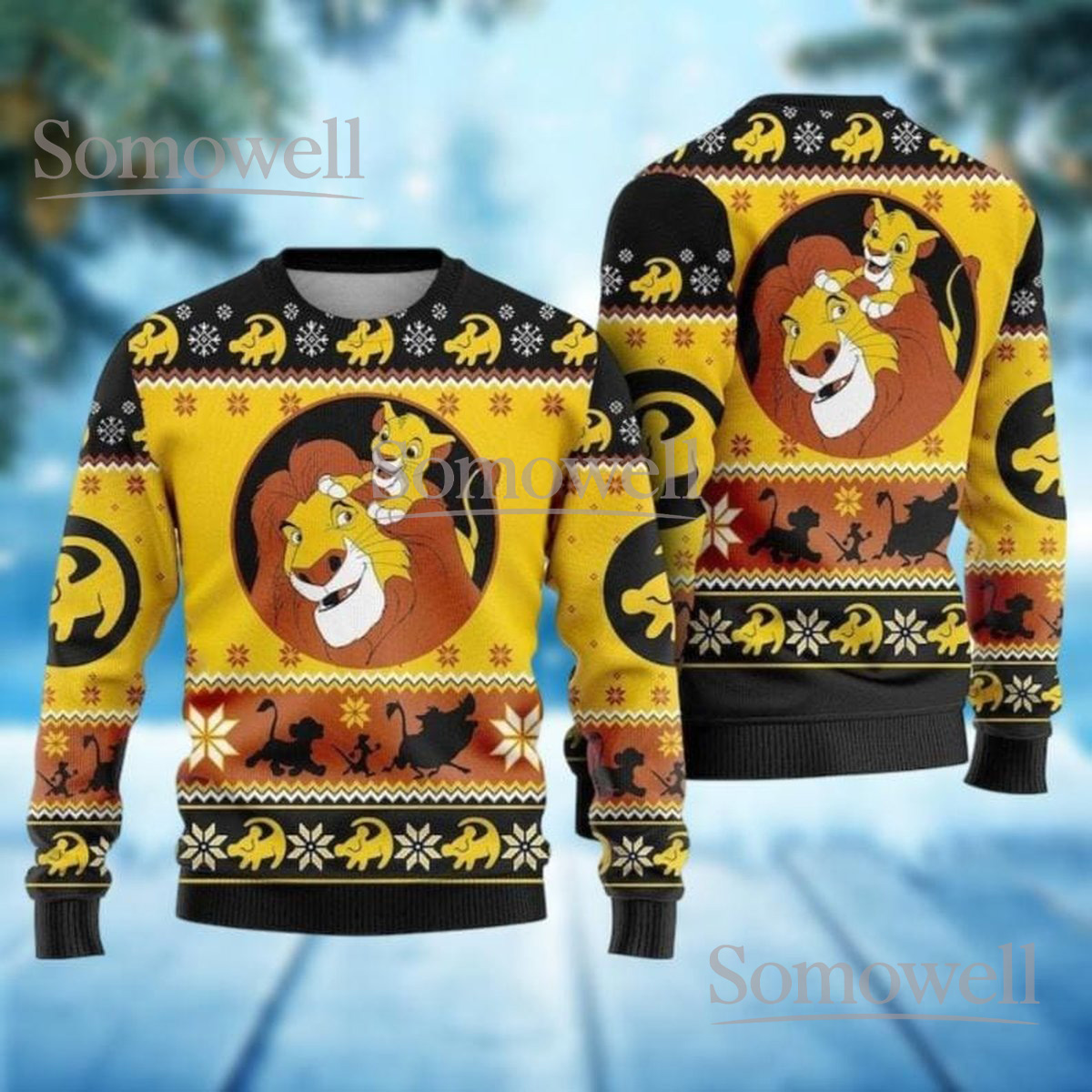 The Lion King Simba Mufasa Ugly Christmas Sweater Funny Cartoon Movie Holiday Knit Jumper Gift