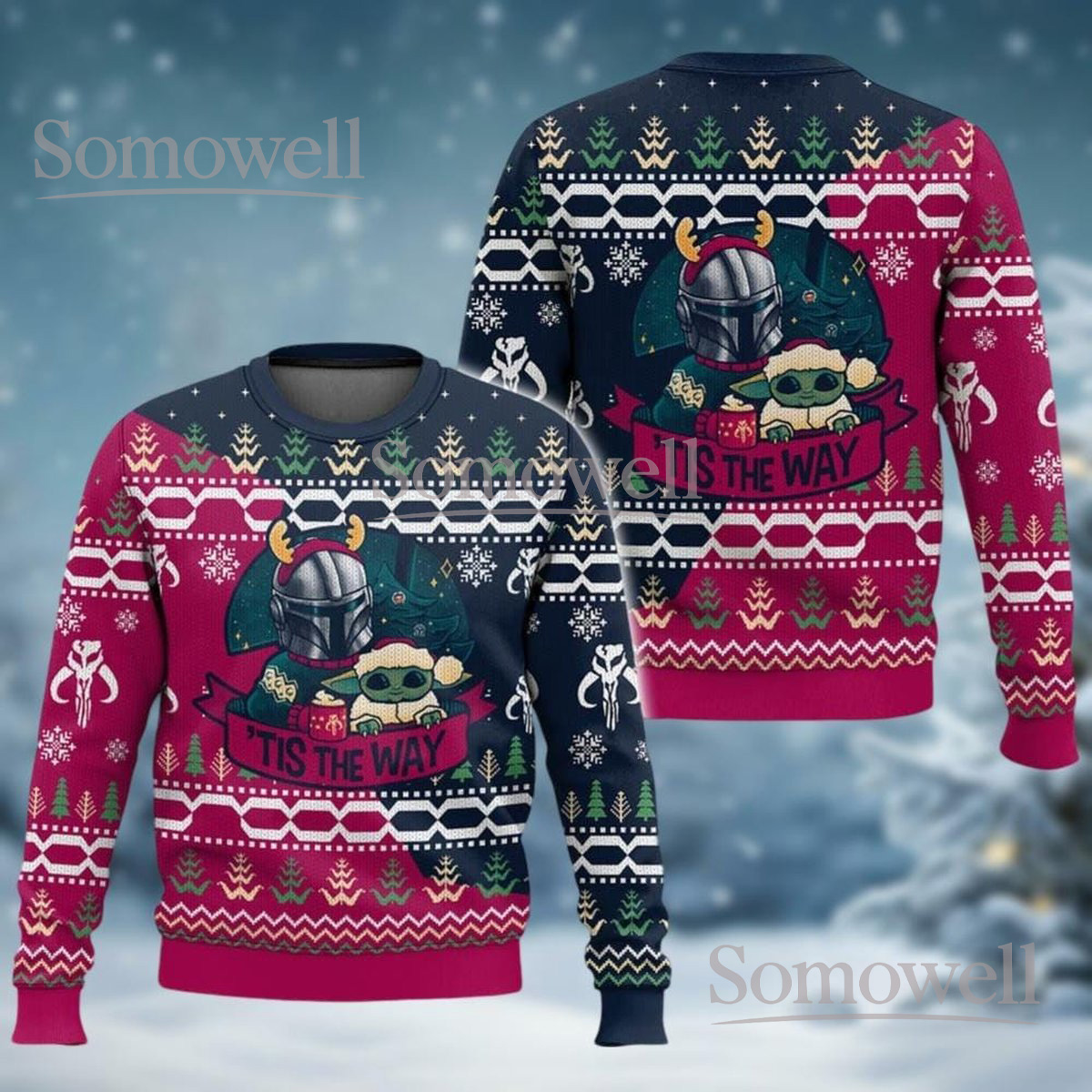 Mandalorian and Baby Yoda 'Tis The Way Christmas Ugly Sweater
