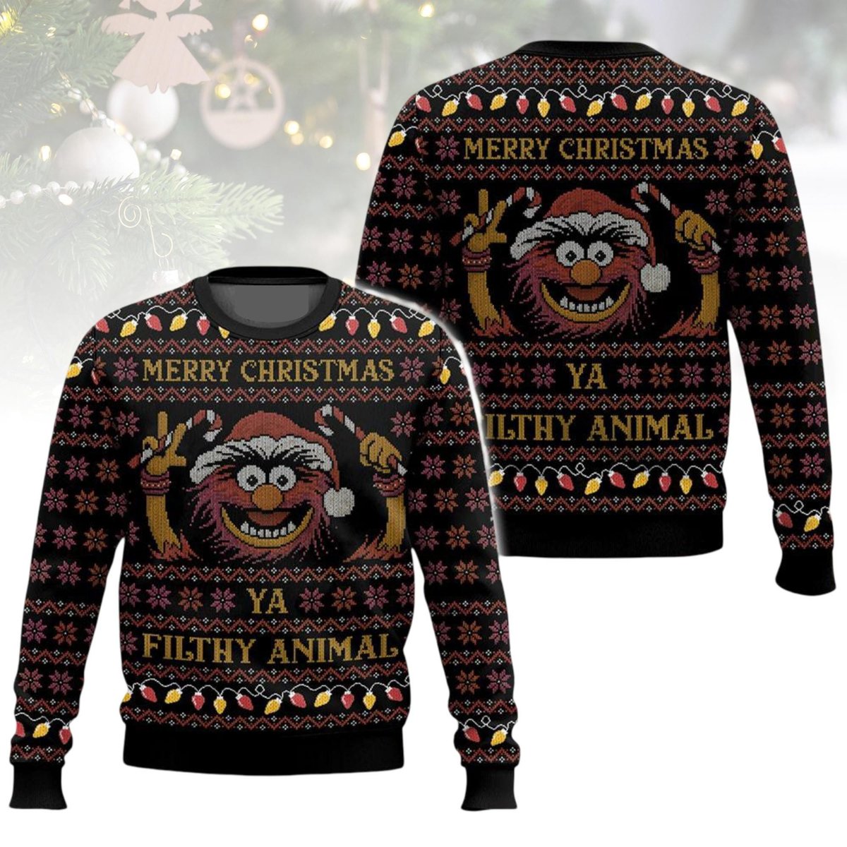 Muppets Merry Christmas Ya Filthy Animal Ugly Sweater Funny Holiday Pullover Gift