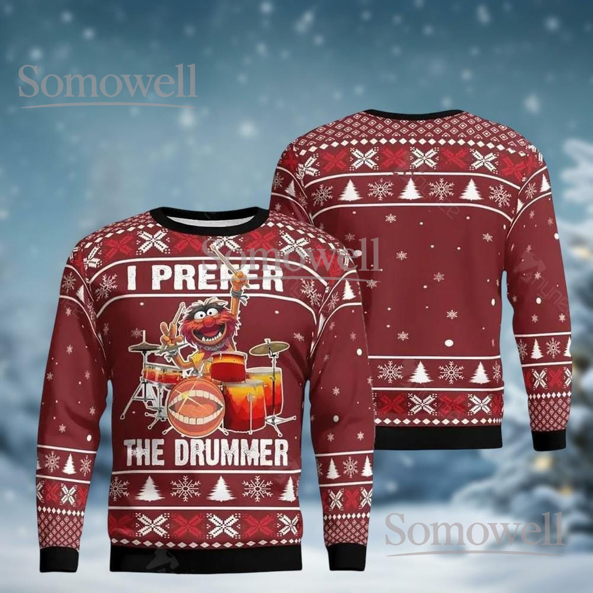 I Prefer The Drummer Animal Muppets Ugly Christmas Sweater Funny Holiday Gift