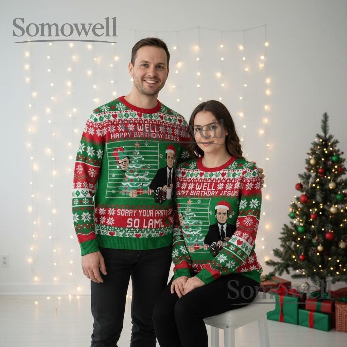 The Office Christmas Sweater Well Happy Birthday Jesus Sorry Your Party So Lame