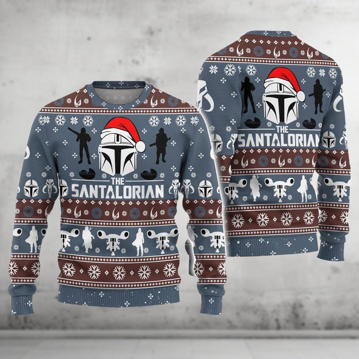 The Santalorian Blue Brown Ugly Christmas Sweater Funny Holiday Knit Pullover Gift