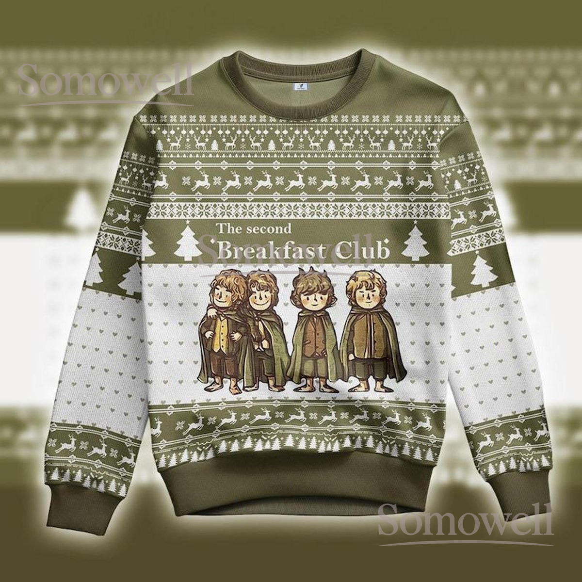 The Second Breakfast Club Ugly Christmas Sweater LOTR Hobbit Funny Holiday Gift
