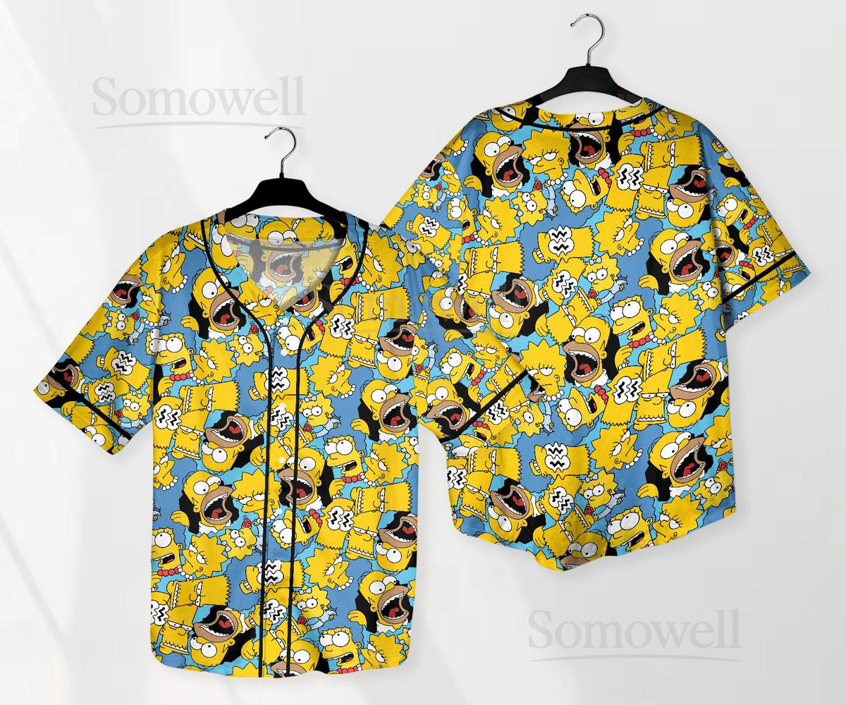 Custom The Simpsons Baseball Jersey Shirt with Iconic Character Design, Personalized Team Name and Player Number