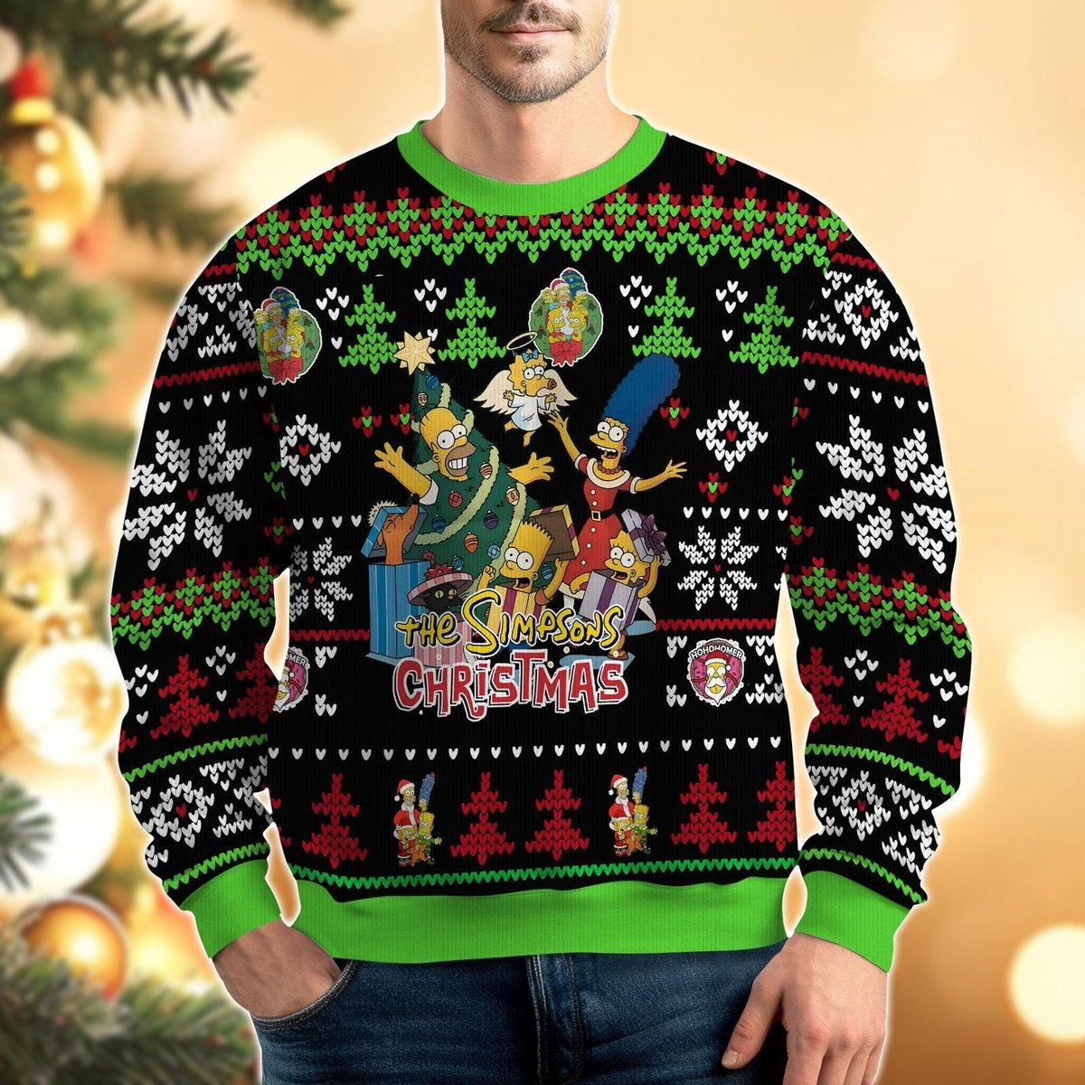 The Simpsons Christmas Black Ugly Christmas Sweater Funny Family Knit Pullover Gift