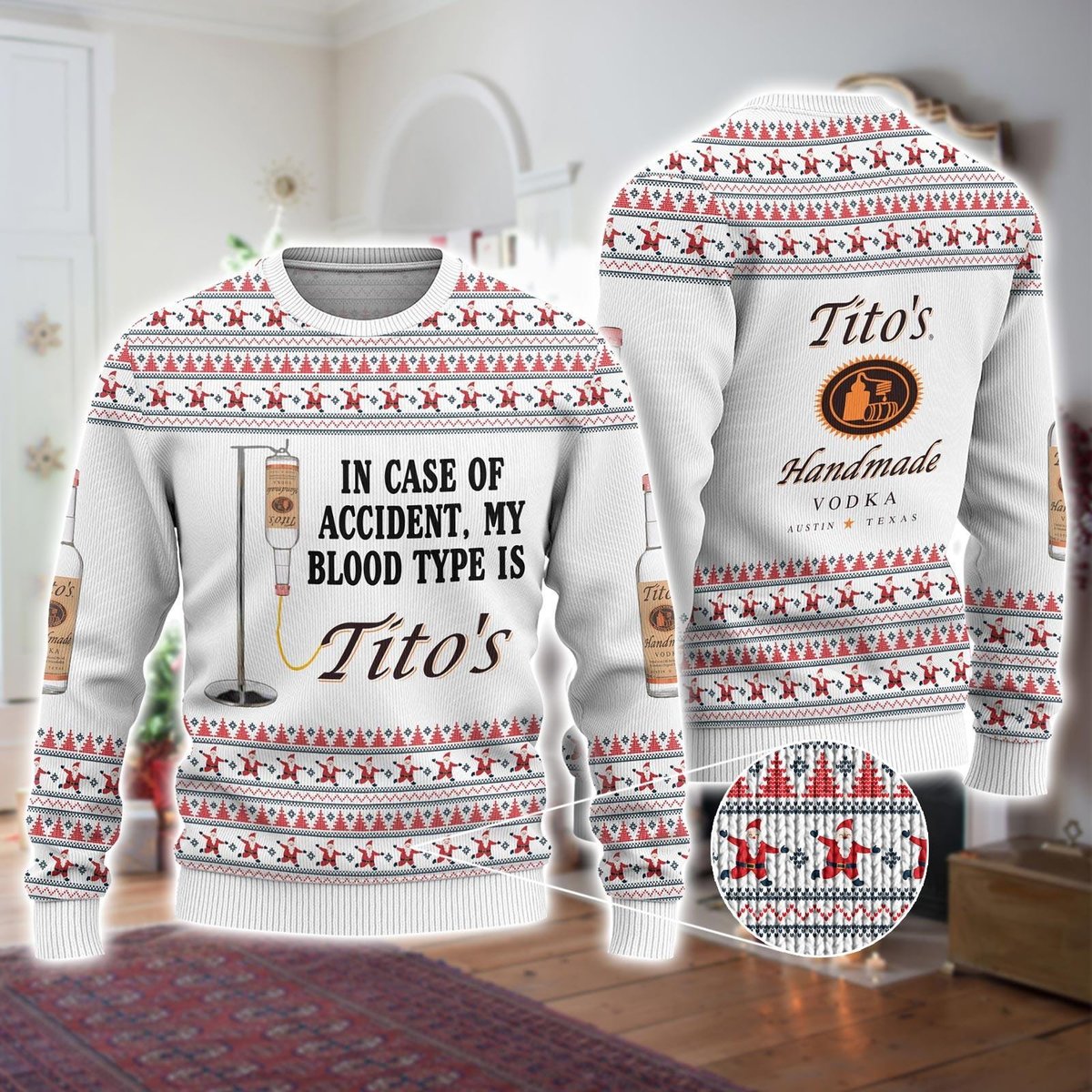 Tito’s Vodka Ugly Christmas Sweater Funny Drink Lovers Holiday Gift