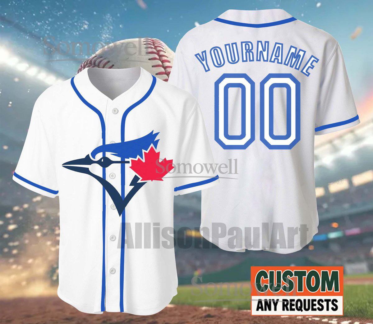 Toronto Blue Jays Baseball Jersey Bird Maple Leaf Logo Custom Name and Number Edition for Fans