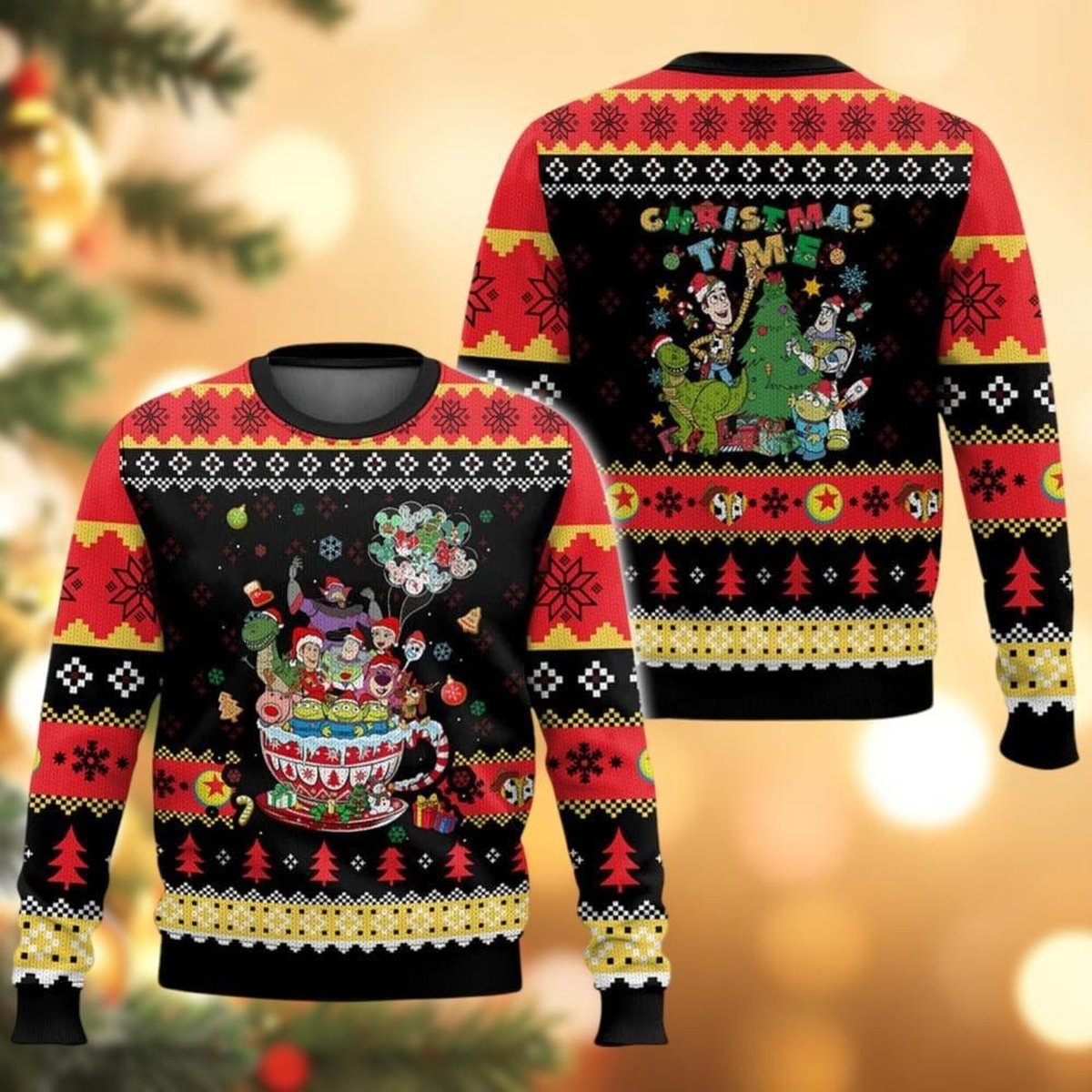 Toy Story Black Red Ugly Christmas Sweater Funny Holiday Knit Pullover Gift