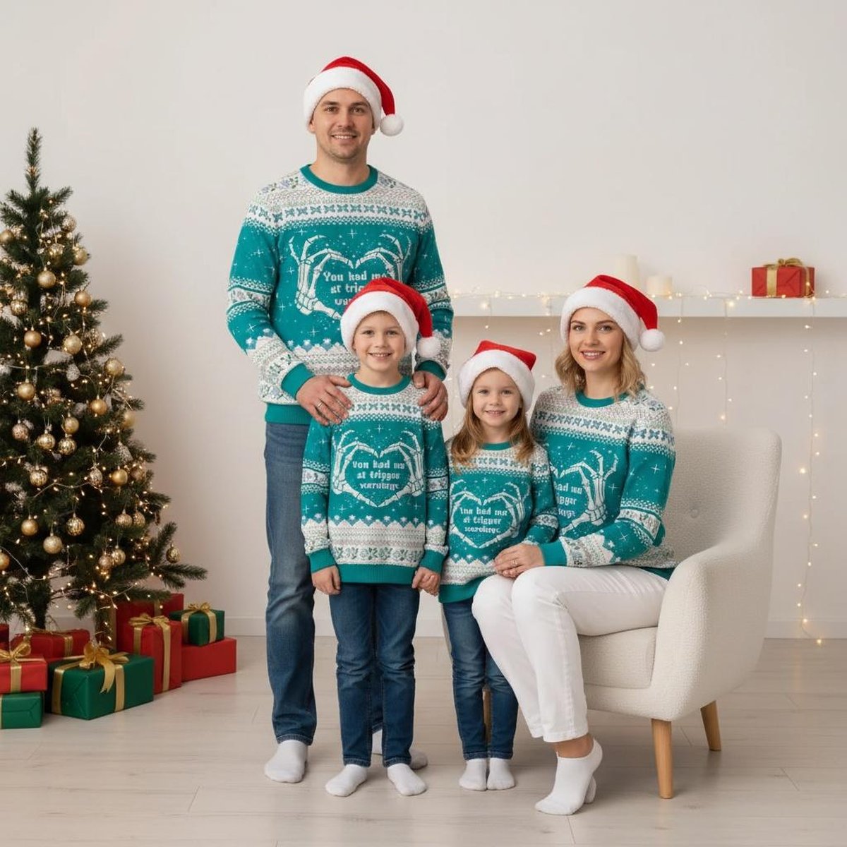 You Had Me At Trigger Warnings Skeleton Hands Ugly Christmas Sweater Funny Holiday Gift