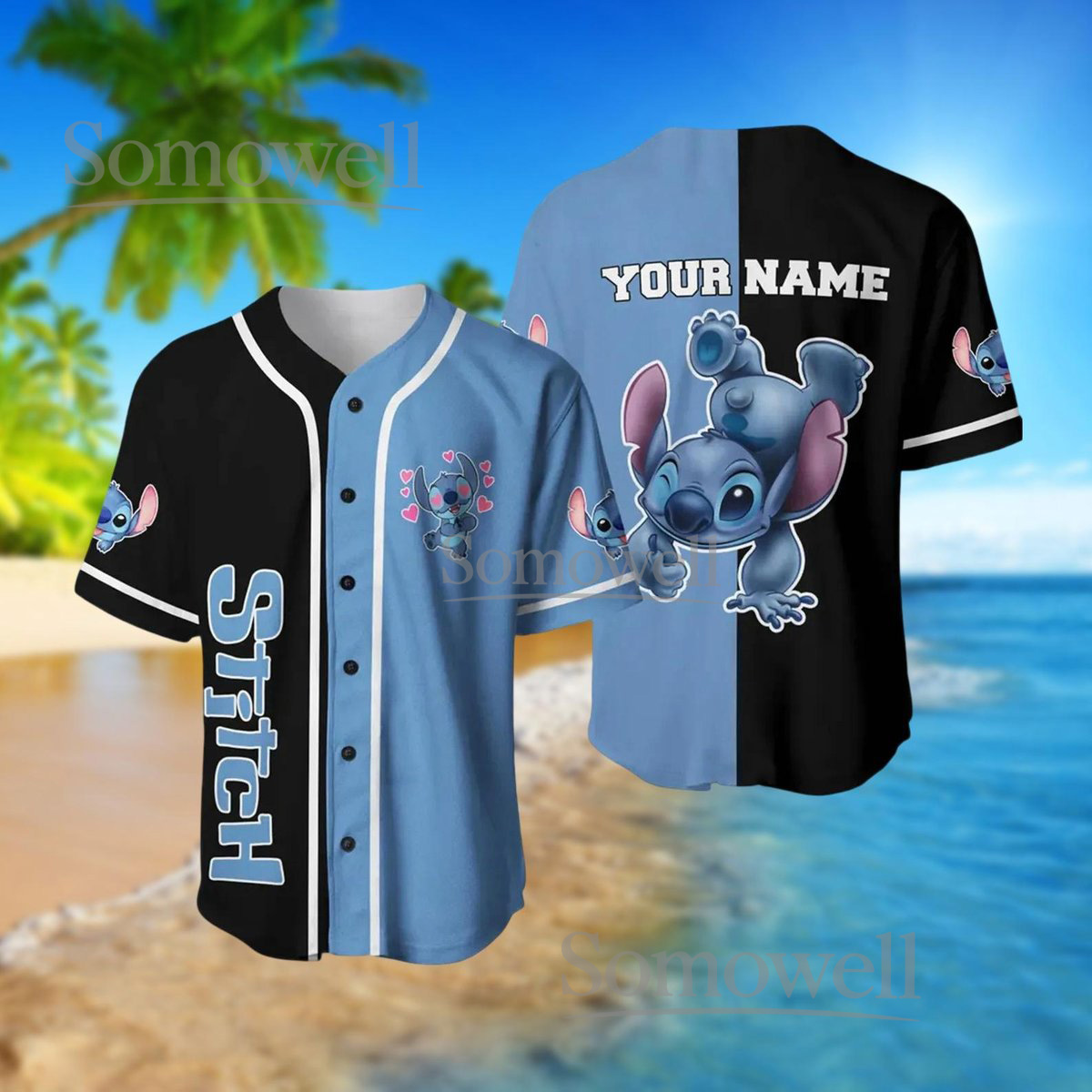 Two-Tone Stitch Baseball Jersey Shirt Personalized Disney Character Gift