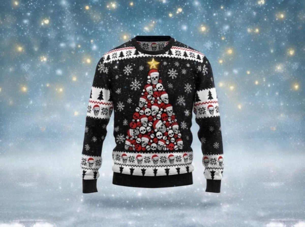 Skull Tree Ugly Christmas Sweater Gothic Horror Holiday Pullover Gift