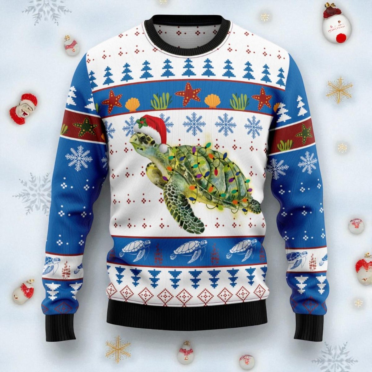 Sea Turtle Santa Ugly Christmas Sweater Ocean Animal Holiday Pullover Gift