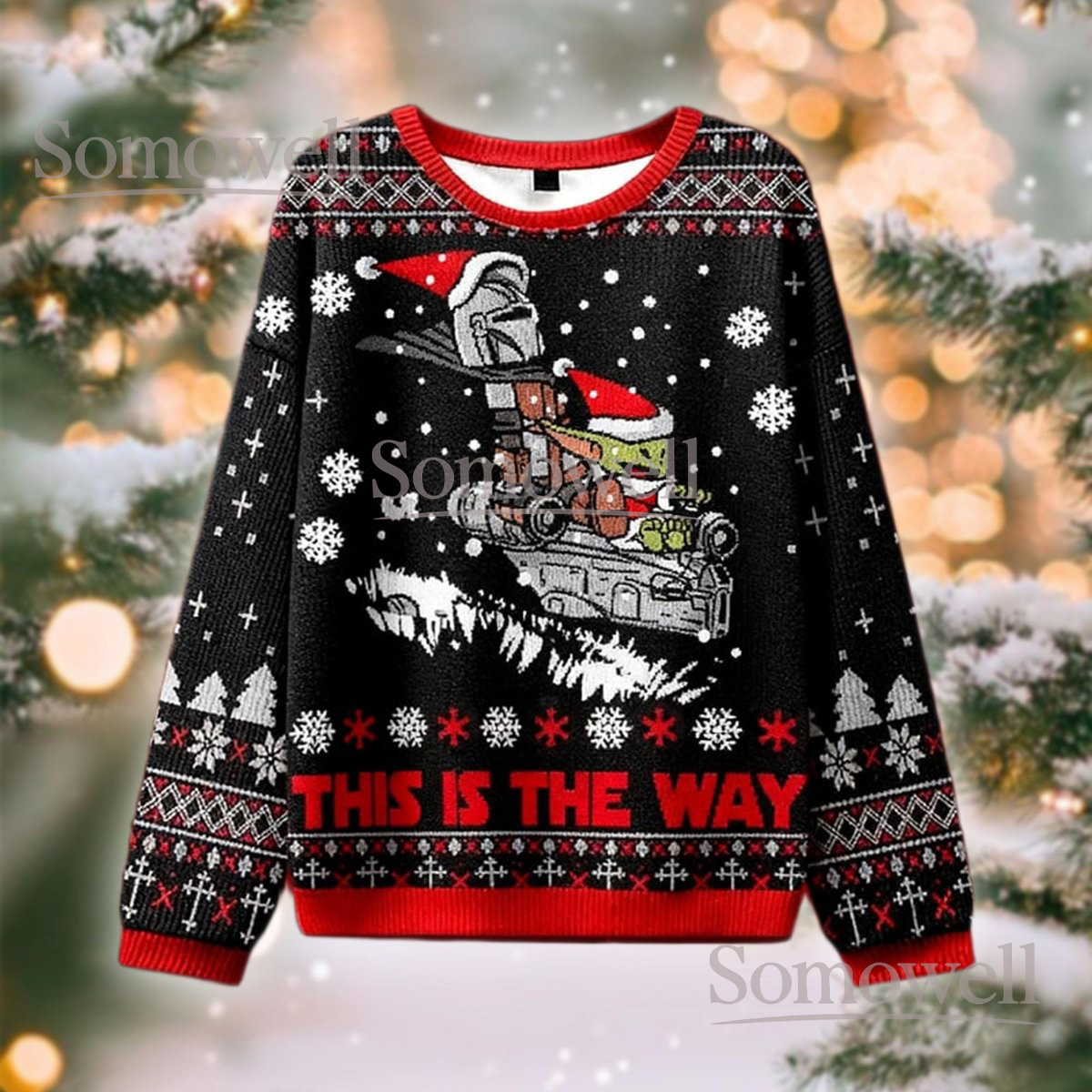 Ugly Sci-Fi Bounty Hunter Christmas Sweater This Is The Way Holiday Knit Jumper