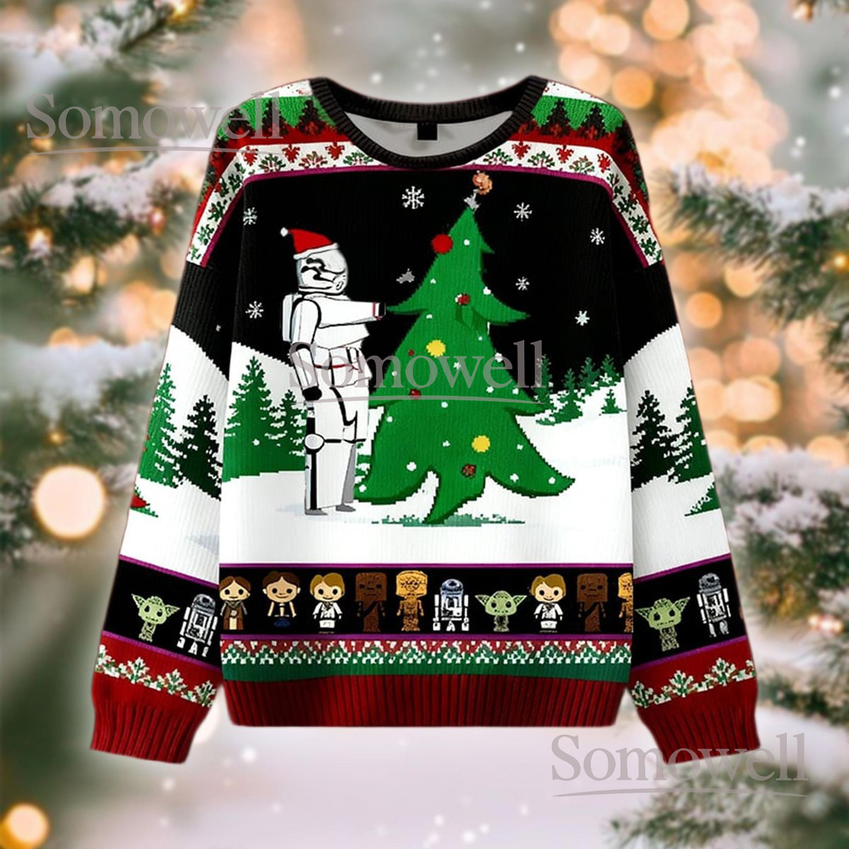 Ugly Sci-Fi Fan Christmas Sweater Tree Decorating Holiday Knit Jumper
