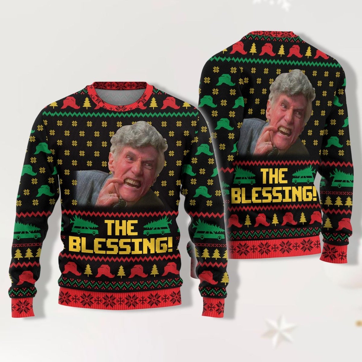 National Lampoon Uncle Lewis The Blessing Funny Christmas Ugly Sweater Movie Jumper