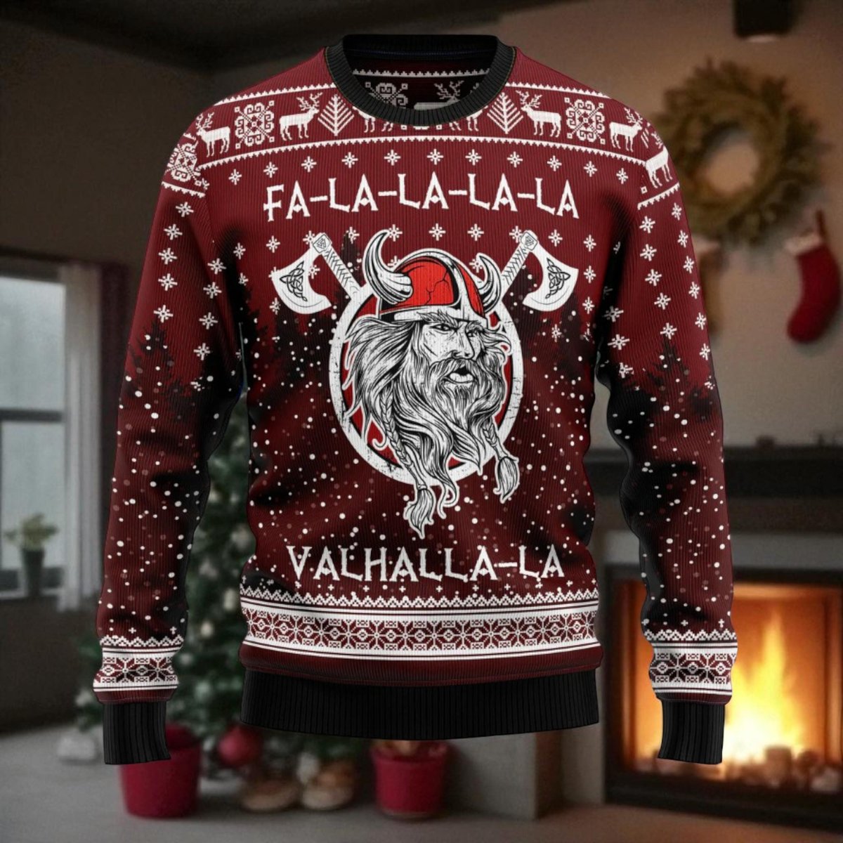 Viking Fa La La La Ugly Christmas Sweater Norse Mythology Holiday Pullover