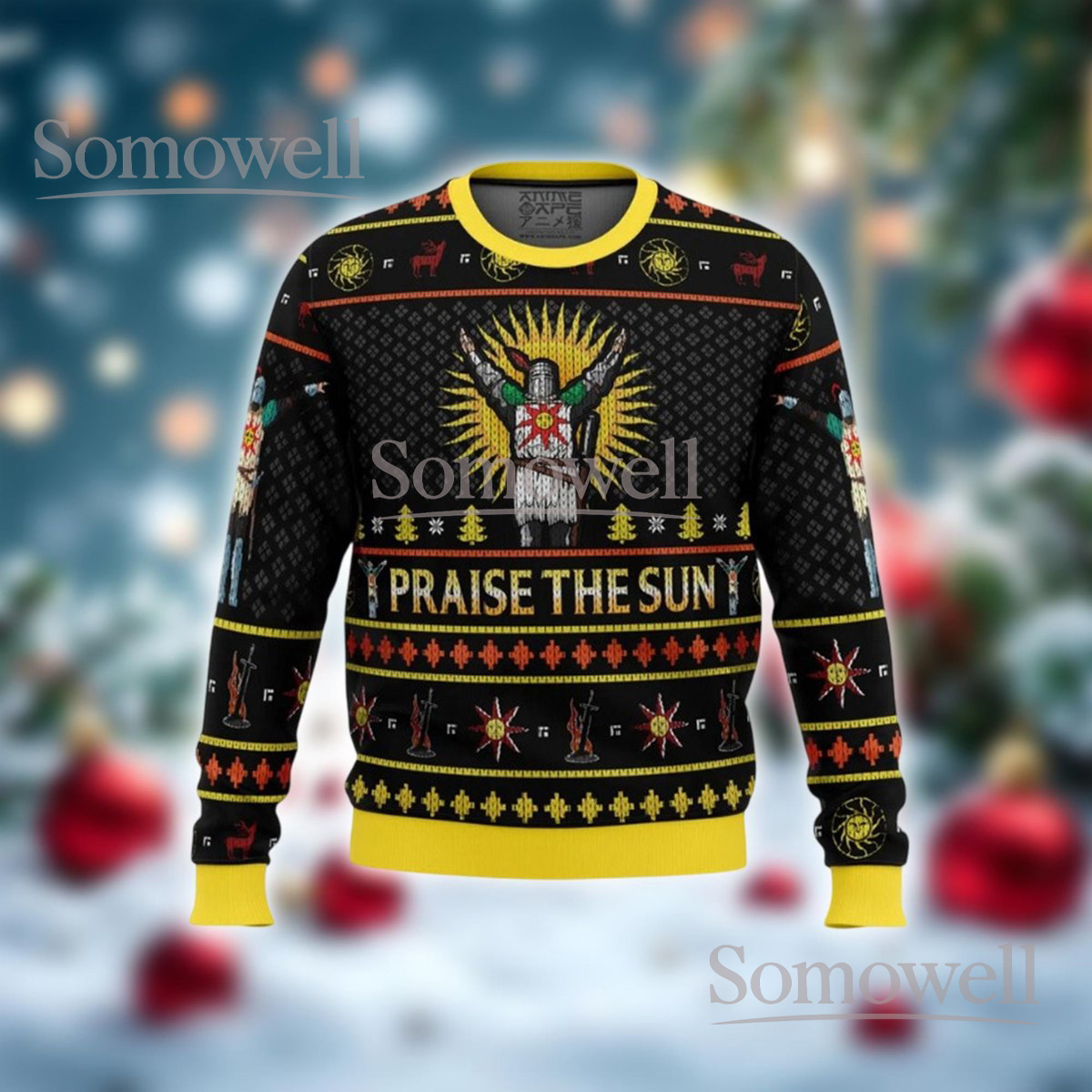 Praise The Sun Ugly Christmas Sweater Gamer Dark Souls Holiday Gift