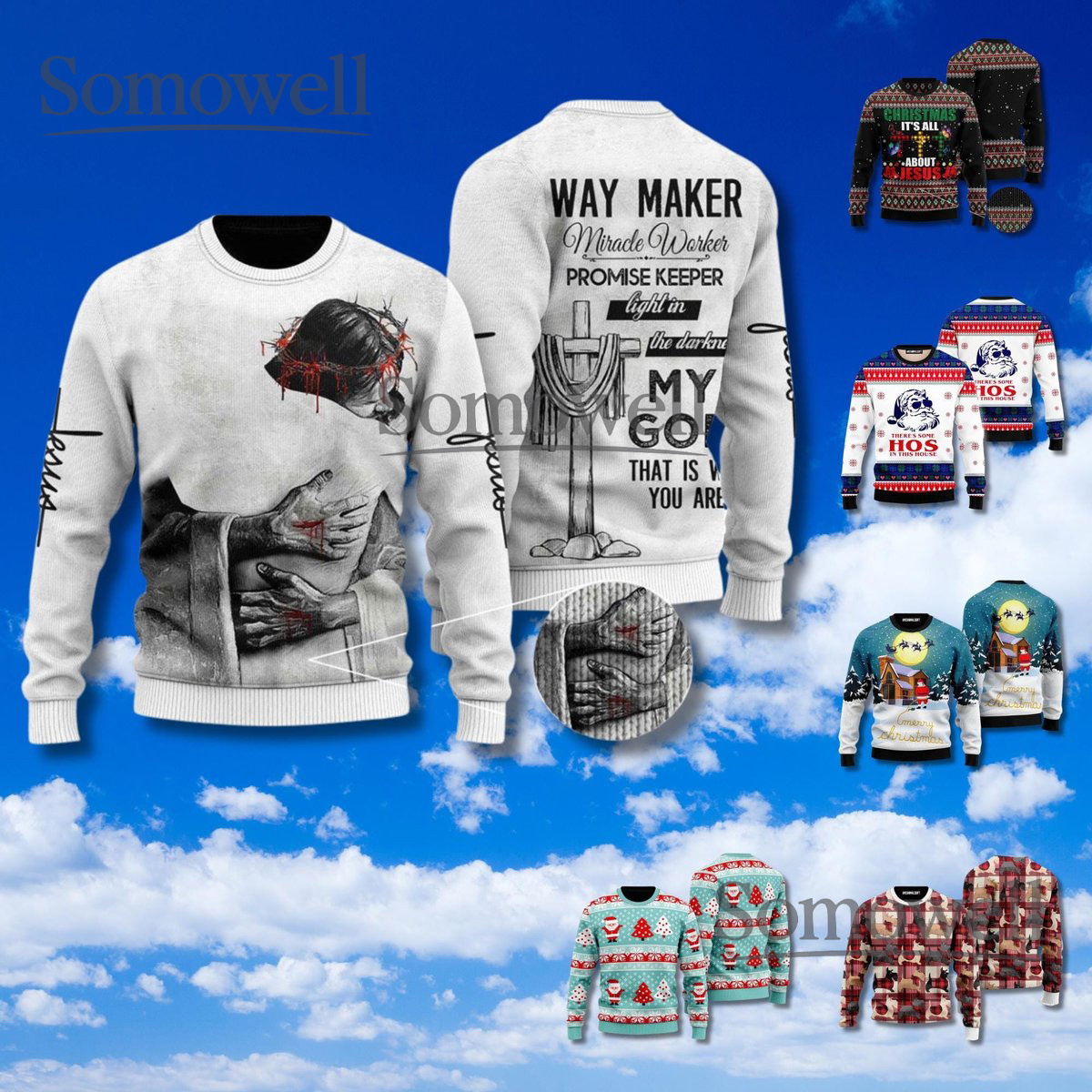 Way Maker Jesus Christian Christmas Sweater Faith Religious Gift
