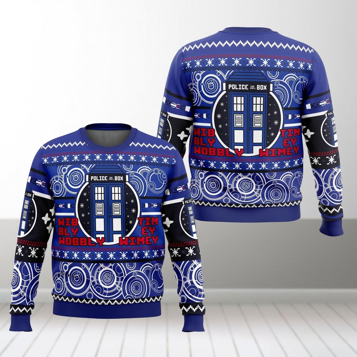 Doctor Who Wibbly Wobbly Timey Wimey Ugly Sweater Funny Sci Fi Fans Christmas Gift