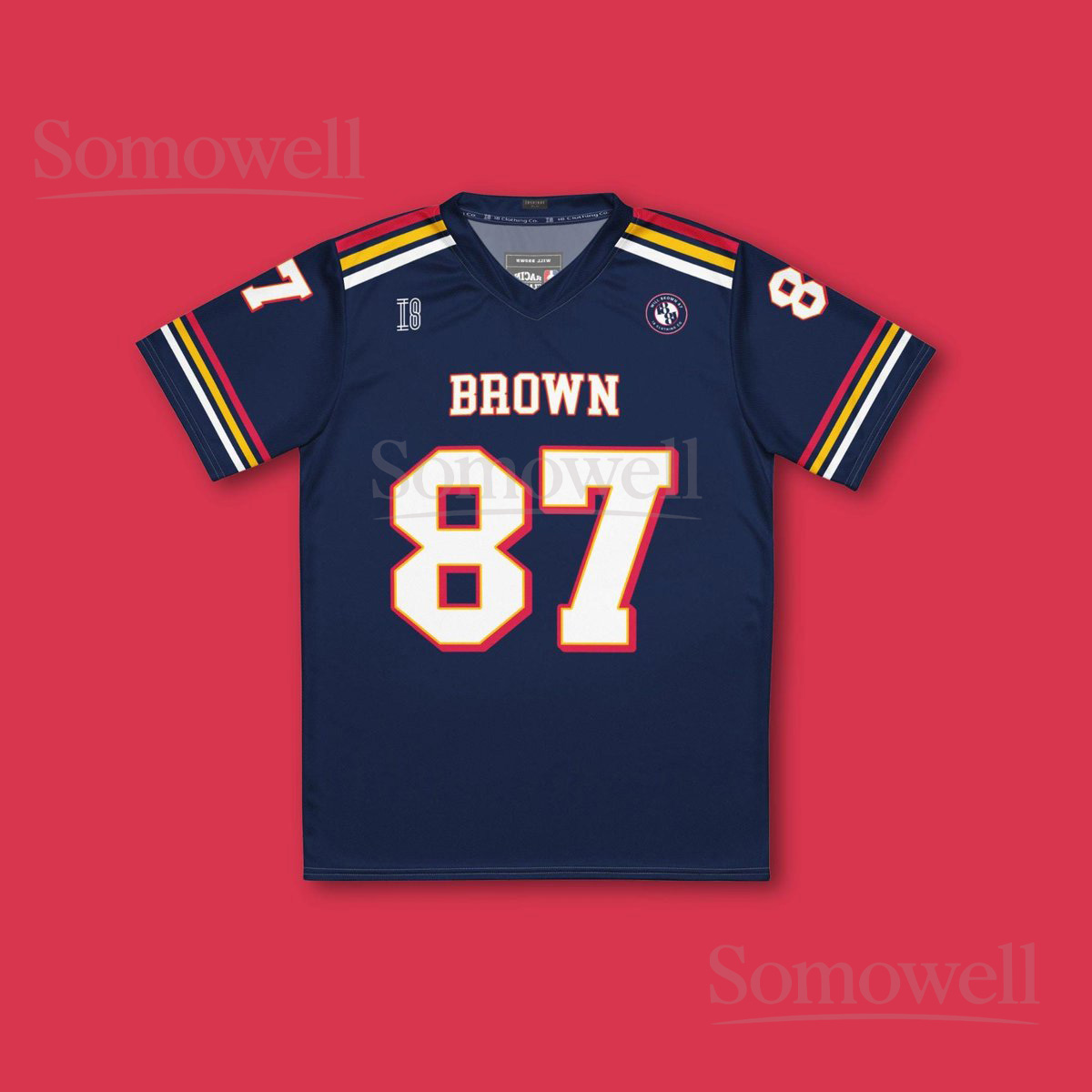 Custom Will Brown Redbull Racing Supercars Football Jersey Shirt for Fans Navy and Yellow Motorsport Fan Apparel with Number 87