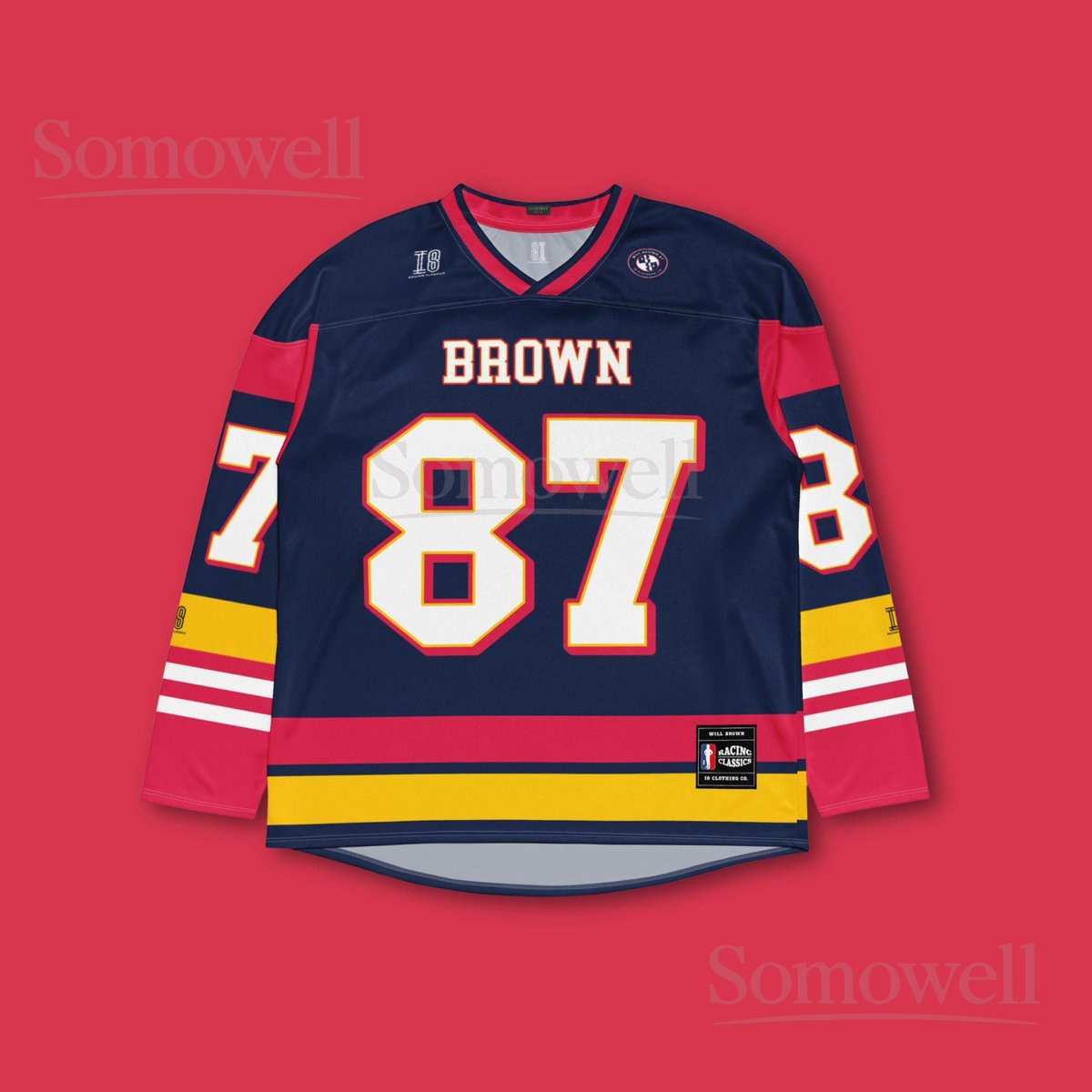 Custom Will Brown Supercars Hockey Jersey Shirt for Racing Fans Navy and Red Motorsport Apparel Made from Recycled Polyester