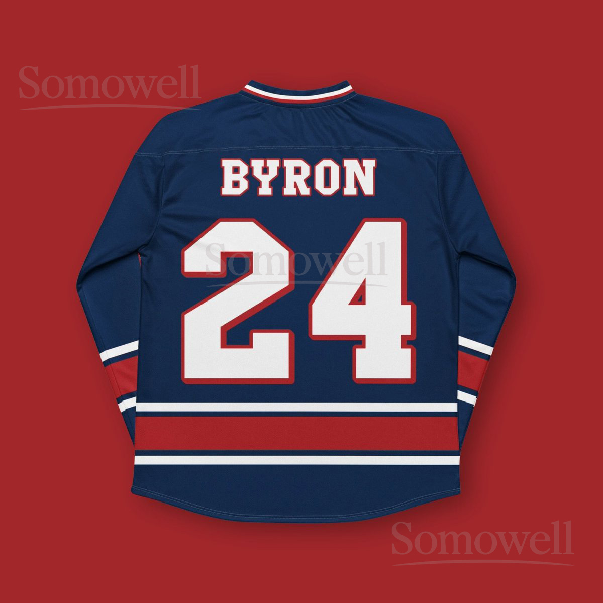 Custom William Byron NASCAR Hockey Jersey Shirt for Racing Fans Navy Blue and Red Number 24 Motorsports Team Sweatshirt