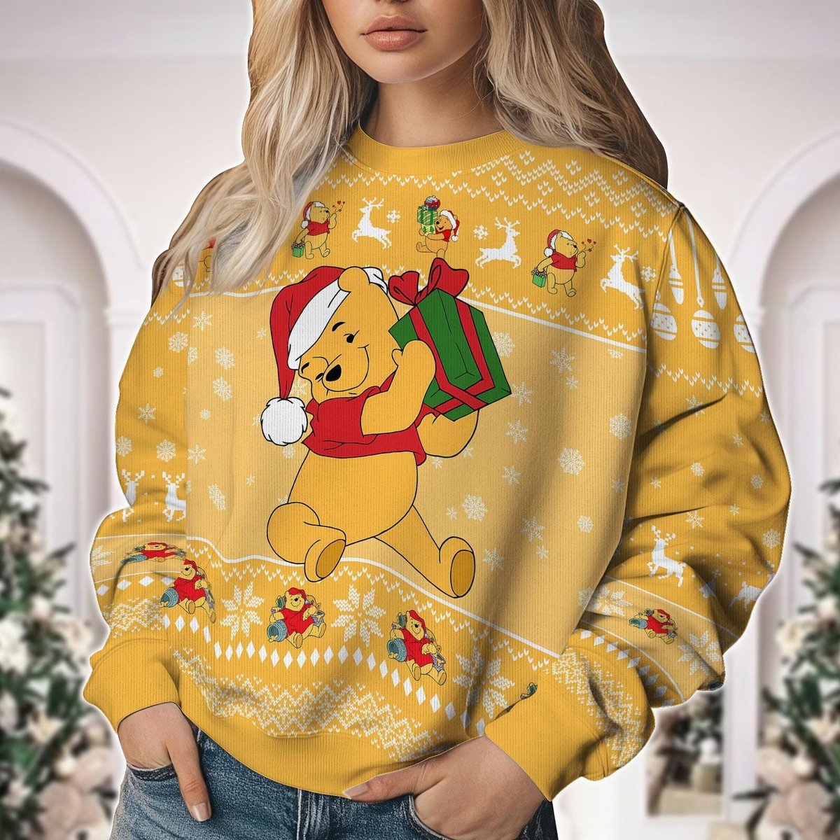 Winnie The Pooh And Friends Ugly Christmas Sweater Cute Disney Style