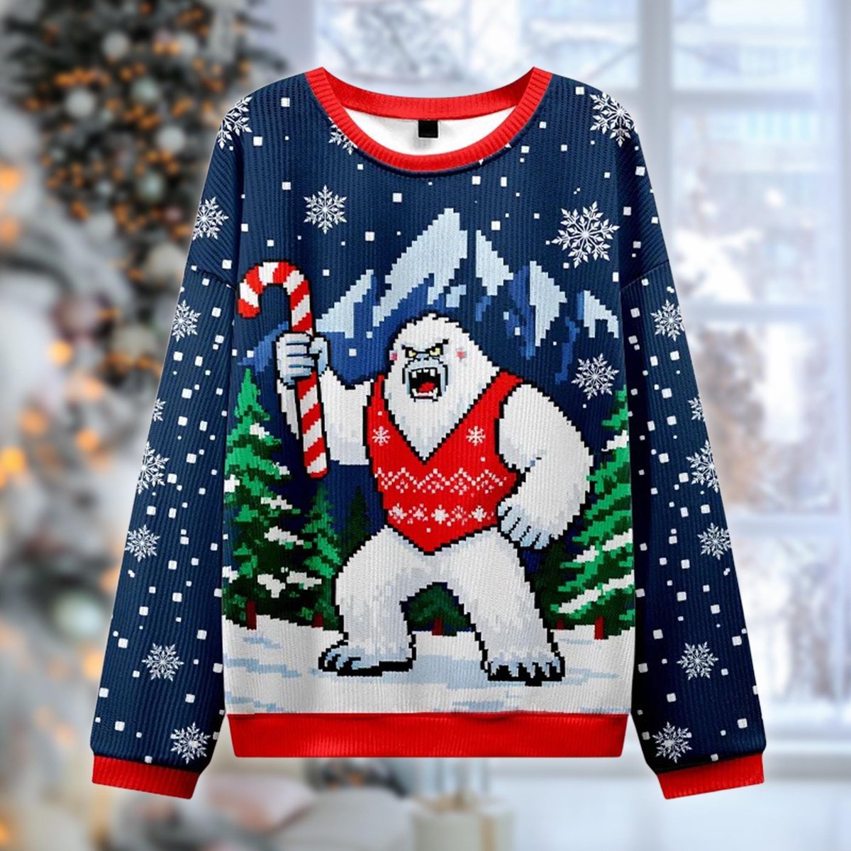 Yeti Ugly Sweater Abominable Snowman Candy Cane Funny Winter Christmas Gift