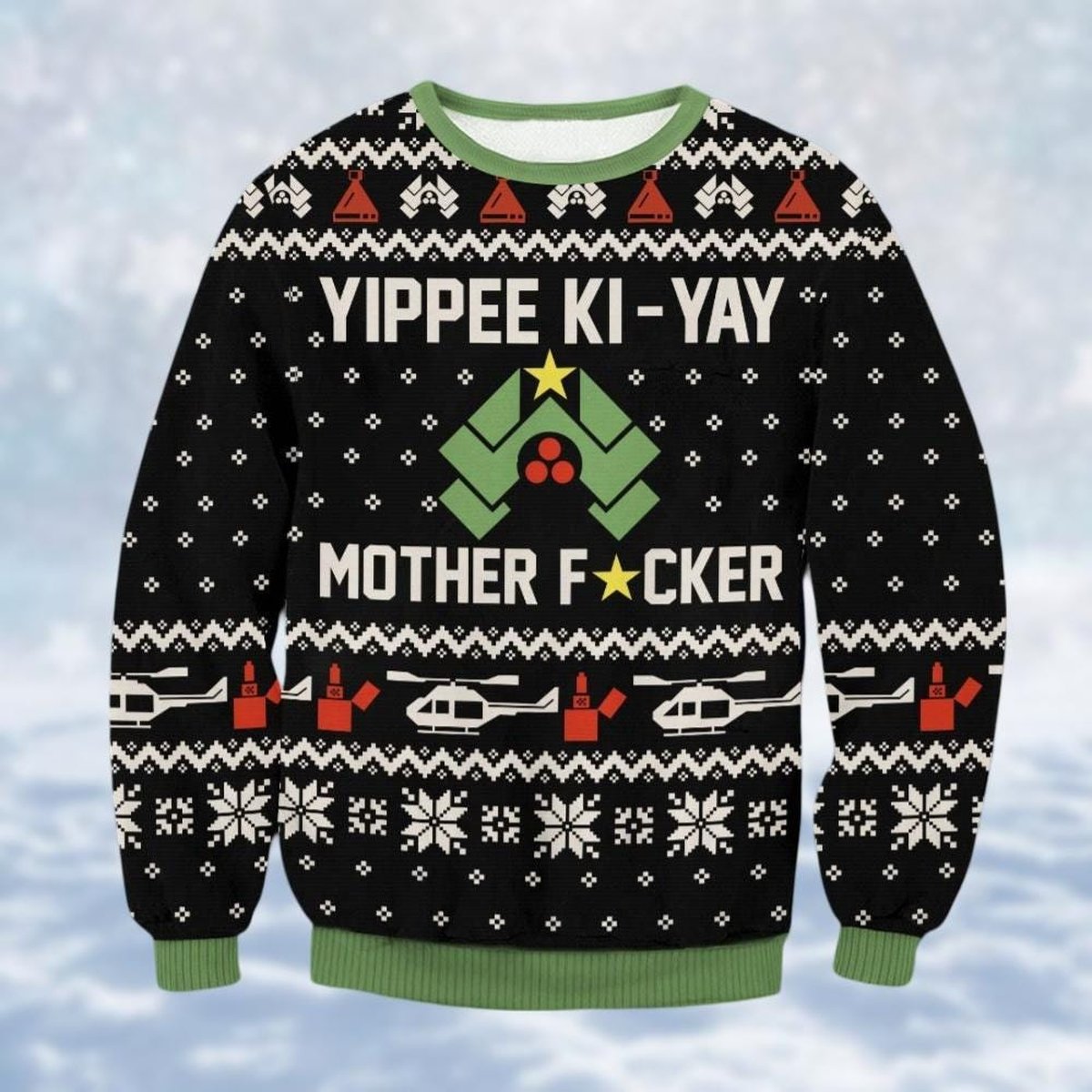Die Hard Black Christmas Ugly Sweater Yippee Ki Yay Funny Action Movie Holiday Knit Jumper