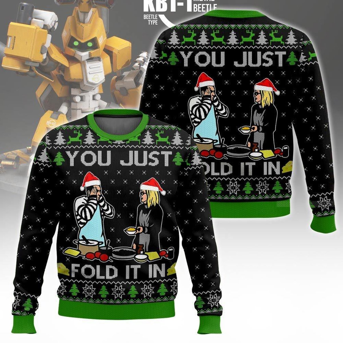 You Just Fold It In Meme Ugly Christmas Sweater Schitt’s Creek Funny Holiday Pullover Gift